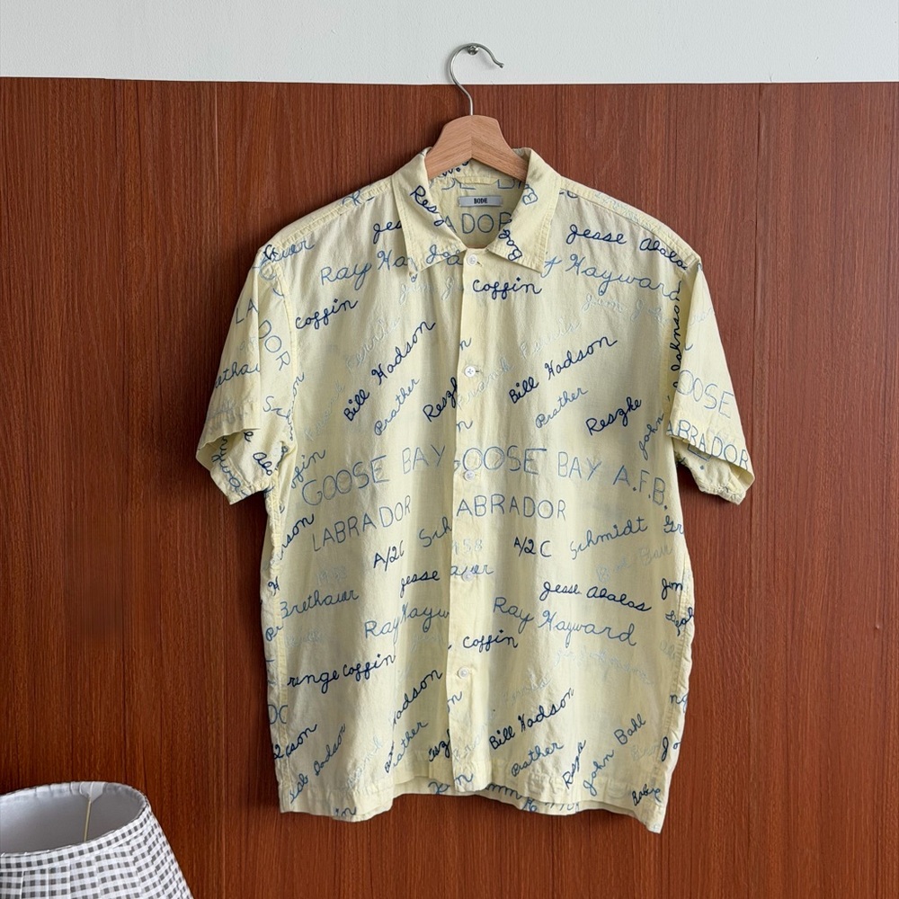BODE - Yellow Embroidered Name Tag Shirt